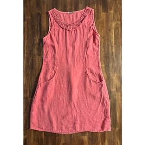 Lungo L’Arno Women’s Small Dress 100% Linen Shift Sheath Knee Length Pockets